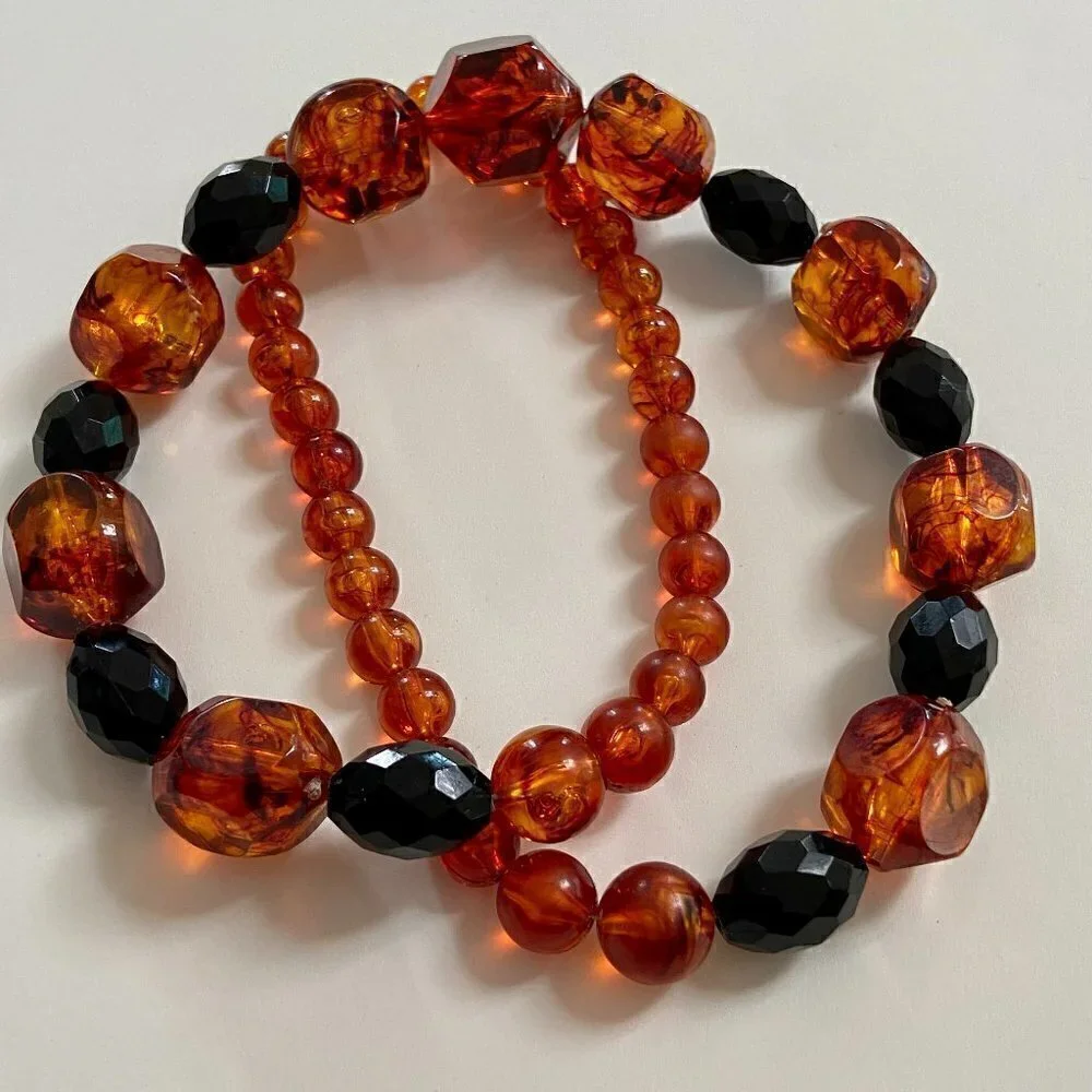 Orange and black beaded necklace
